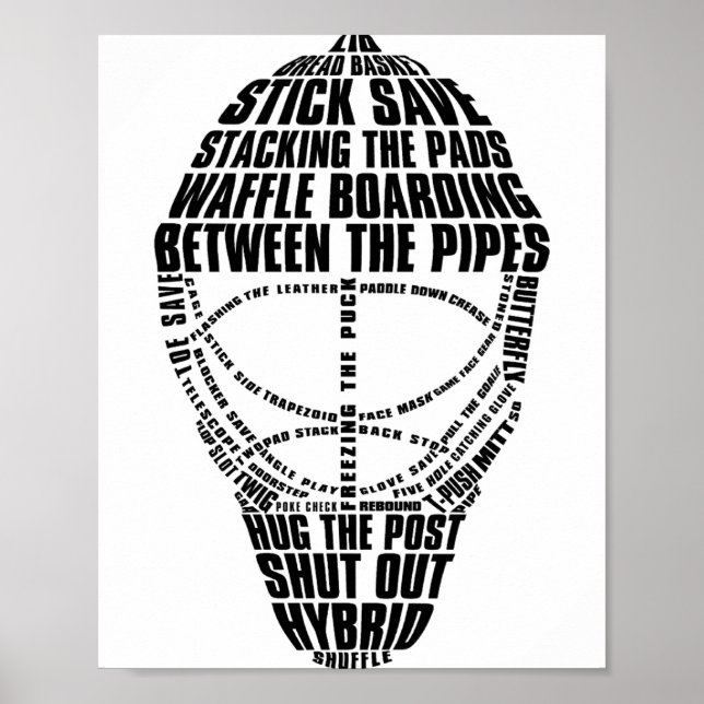 Hockey Goalie Mask Tygraphy  Poster (Vorne)