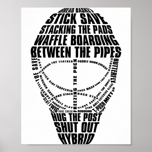 Hockey Goalie Mask Tygraphy  Poster (Vorne)