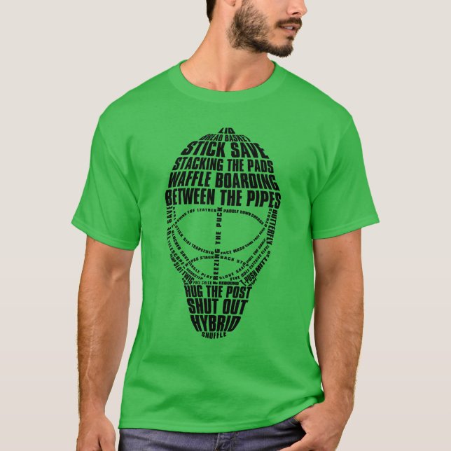 Hockey Goalie Mask Word Art T-Shirt (Vorderseite)