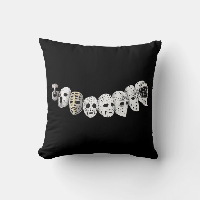 Hockey Goalie Maske Evolution Retro Vintager alter Kissen (Vorderseite)