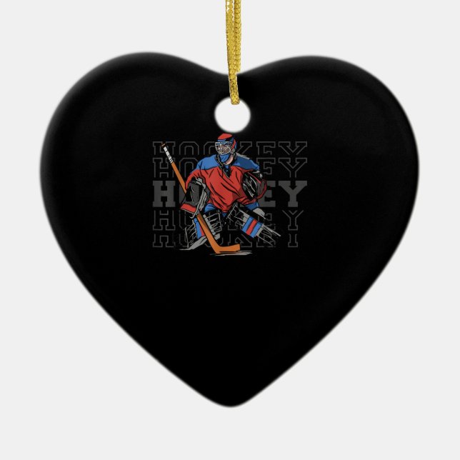 Hockey Goalie mit Slogan - Eishockey Keramik Ornament (Vorne)