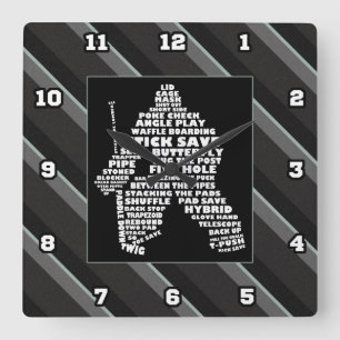 Hockey Goalie Netminder Word Art Quadratische Wanduhr