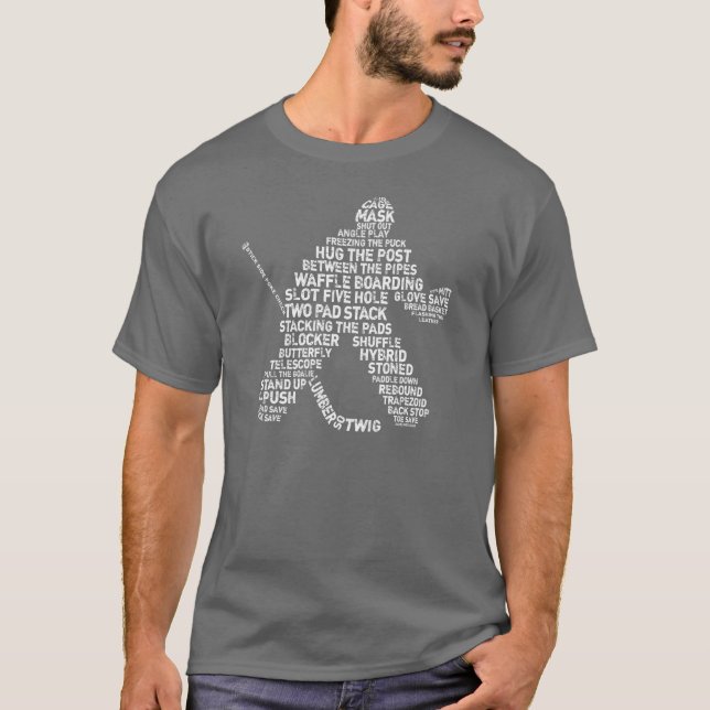 Hockey Goalie Netminder Word Art T-Shirt (Vorderseite)
