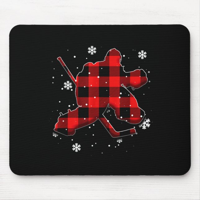 Hockey Goalie Plaid Christmas  Mousepad (Vorne)