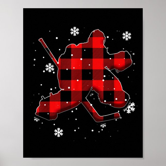 Hockey Goalie Plaid Christmas  Poster (Vorne)
