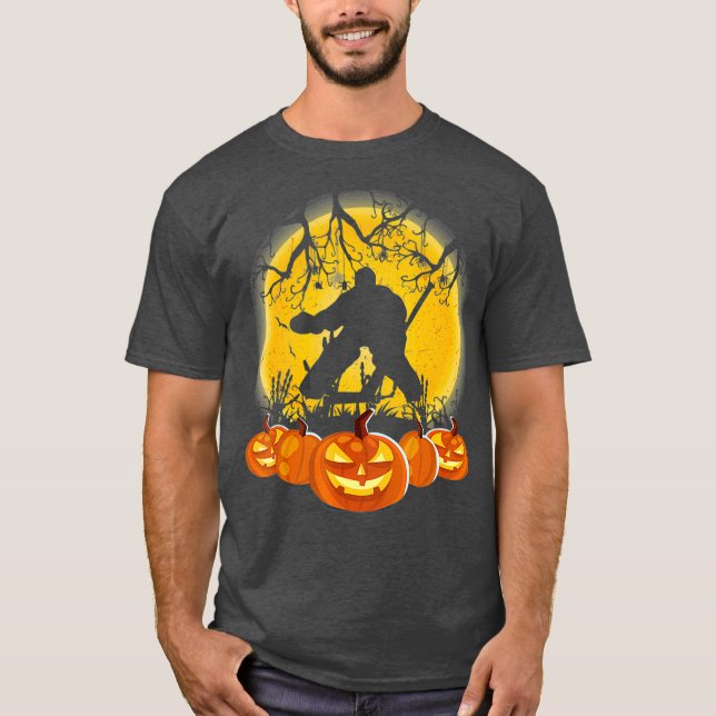 Hockey Goalie Pumpkin Halloween T-Shirt (Vorderseite)