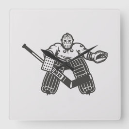 Hockey Goalie Quadratische Wanduhr
