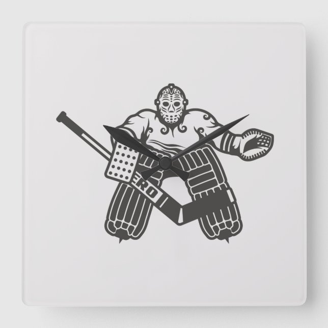 Hockey Goalie Quadratische Wanduhr (Vorderseite)