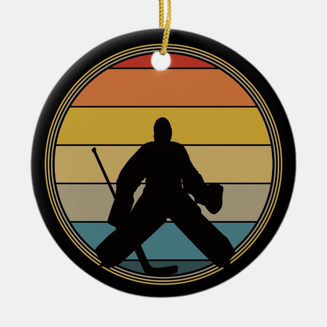 Hockey Goalie Sunset Silhouette Keramik Ornament (Vorne)
