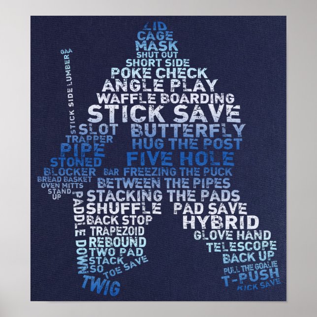 Hockey Goalie Text Art Poster (Vorne)