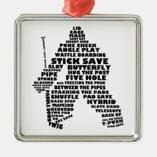 Hockey Goalie Text Art Silbernes Ornament