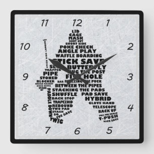 Hockey Goalie Typografie Wall Clock Quadratische Wanduhr