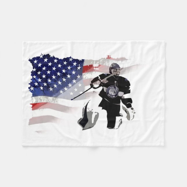 Hockey Goalie und die US-Flagge Fleece Blanket (Vorderseite (Horizontal))