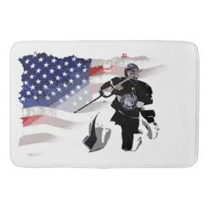 Hockey Goalie und US-Flagge Badematte