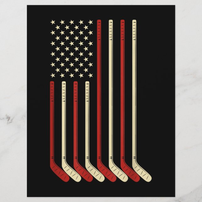 Hockey Goalie USA Flag Hockey Stick Eishockey Briefbogen (Vorderseite)