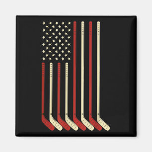 Hockey Goalie USA Flag Hockey Stick Eishockey Magnet