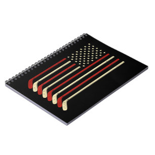 Hockey Goalie USA Flag Hockey Stick Eishockey Notizblock