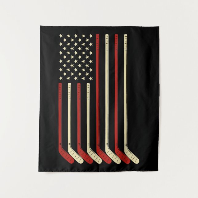 Hockey Goalie USA Flag Hockey Stick Eishockey Wandteppich (Vorderseite)
