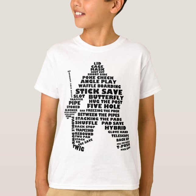 Hockey Goalie Word Art Children's T - Shirt (Vorderseite)