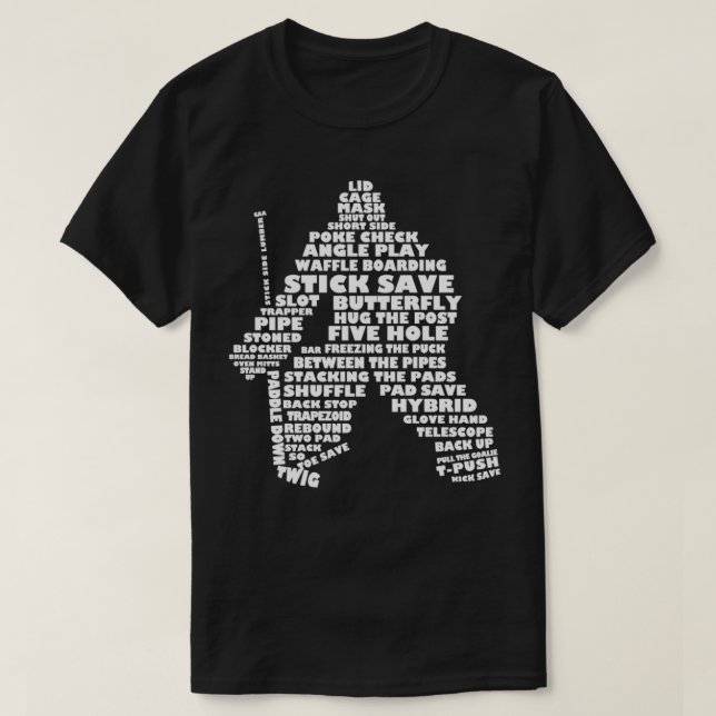 Hockey Goaltender Word Art T-Shirt (Design vorne)