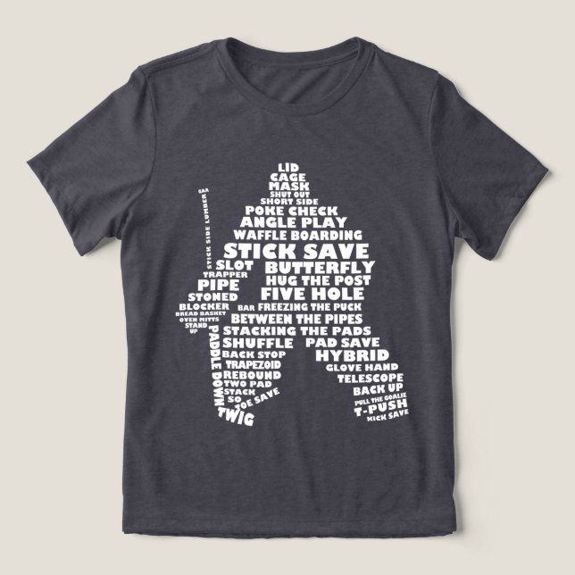 Hockey Goaltender Word Art Tri-Blend Shirt (Design Vorderseite)