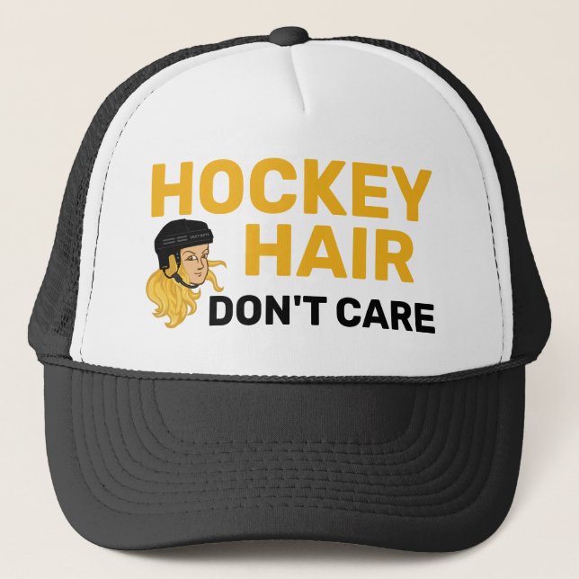 Hockey Hair Don't Care Blonde Hair Trucker Hat Truckerkappe (Vorderseite)