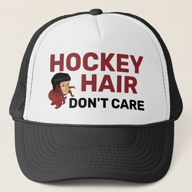 Hockey Hair Keine Sorge Red Head Hair Trucker Hat Truckerkappe (Vorderseite)