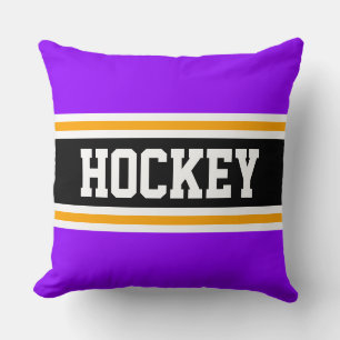HOCKEY Hellviolett Schwarz Orange Rennstreifen Kissen