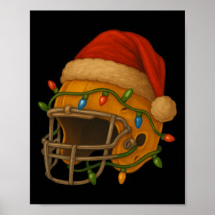 Hockey-Helm Santa Weihnachtsbeleuchtung Xmas Männe Poster