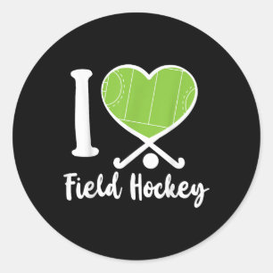 Hockey Herz Ich liebe Hockey Runder Aufkleber