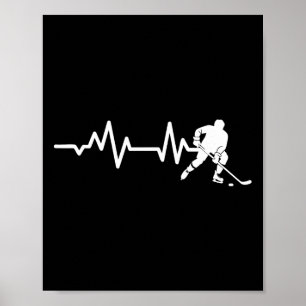 Hockey Herzschlag Linie Eishockey Skater Lustiger Poster