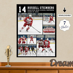 Hockey-High-School-Absolvent 7 Foto-Collage Poster