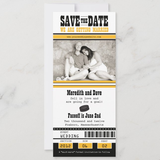 Hockey-Hochzeit Sichern Sie das Datum Save The Date (Vorderseite)