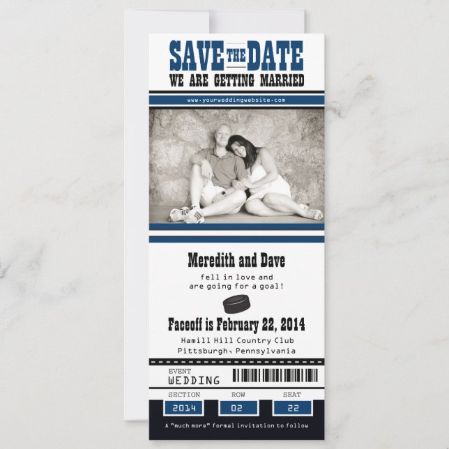 Hockey-Hochzeit Sichern Sie das Datum Save The Date (Vorderseite)