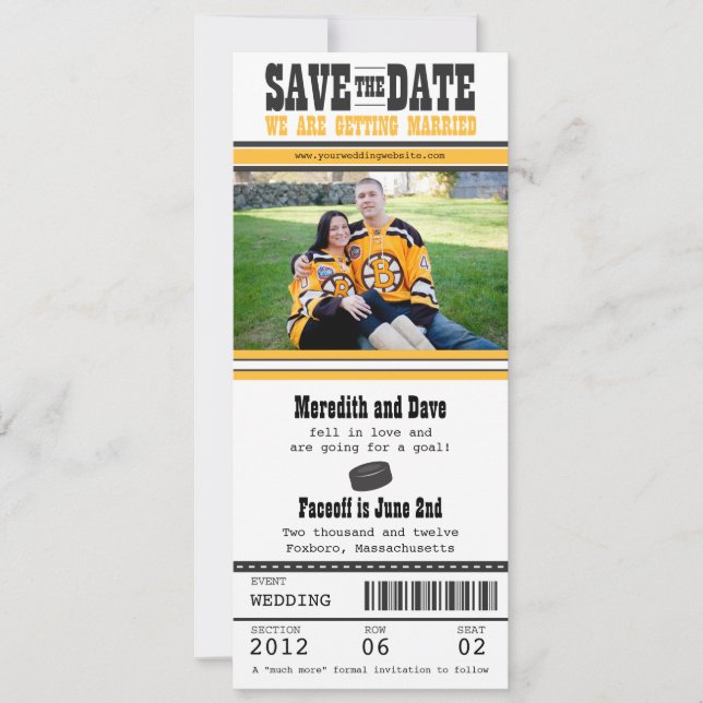 Hockey-Hochzeit Sichern Sie das Datum Save The Date (Vorderseite)