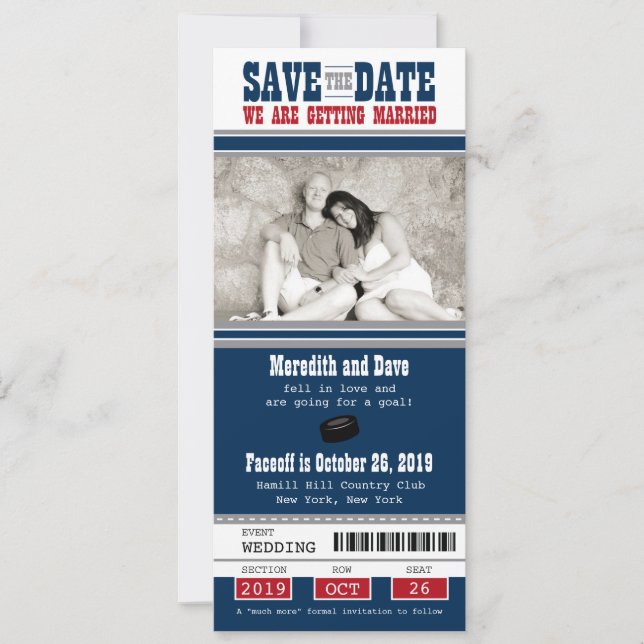 Hockey-Hochzeit Sichern Sie das Datum Save The Date (Vorderseite)