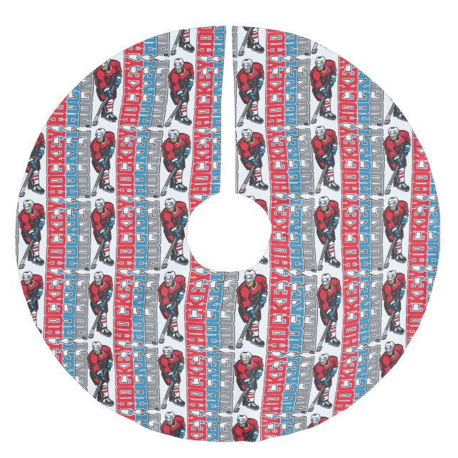 Hockey, Hockey, Hockey Polyester Weihnachtsbaumdecke (Vorderseite)