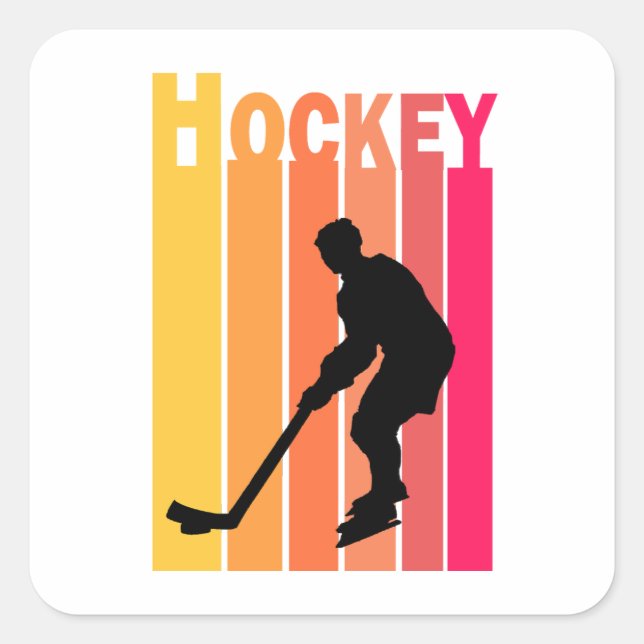 Hockey Hockey Vintag Quadratischer Aufkleber (Vorderseite)