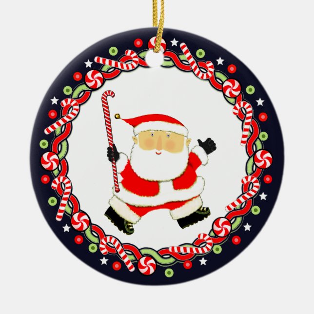 Hockey Holiday Geschenk Keramik Ornament (Vorne)