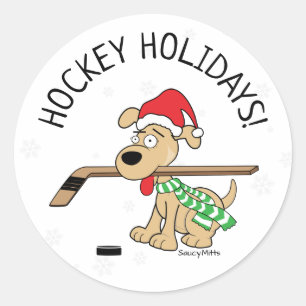 Hockey Holidays Hockey Hund Weihnachten Runder Aufkleber