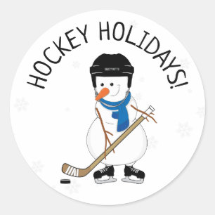 Hockey Holidays Hockey Snowmann Weihnachten Runder Aufkleber