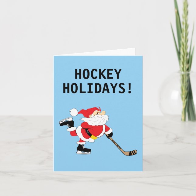 Hockey Holidays Santa Skaten Christmas Feiertagskarte