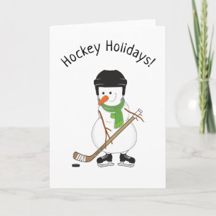 Hockey Holidays Snowman Weihnachtskarte Feiertagskarte