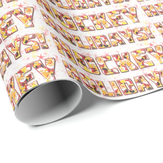 Hockey Holidays Wrapping Paper, Xmas Santa Design Geschenkpapier (Rolleneckpunkt)
