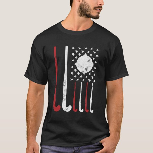 Hockey Hoodie American Flag Fockey Lover T-Shirt (Vorderseite)