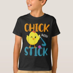 Hockey Huhn Henne Mit Stock  T-Shirt