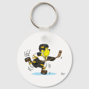 HOCKEY-HUNDEschwarzes UND -GOLD Schlüsselanhänger