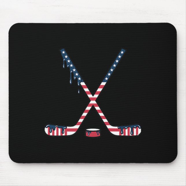 Hockey Ice Cream Drip American Flag Hockey Youth B Mousepad (Vorne)