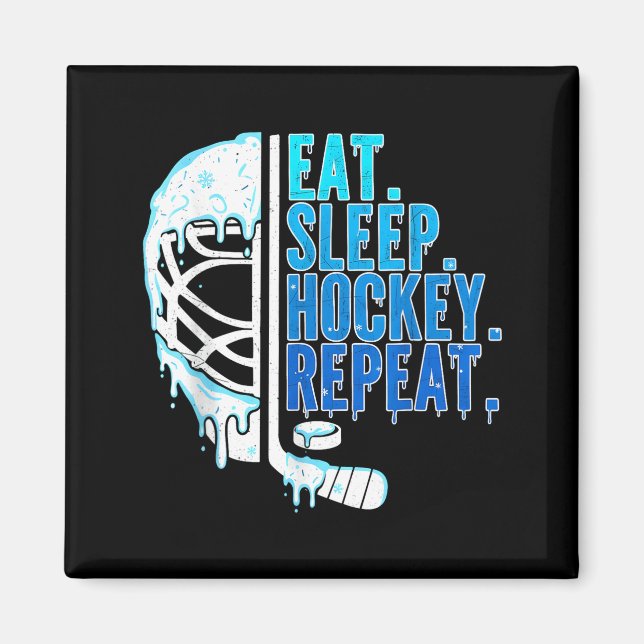 Hockey Ice Cream Drip Eat Sleep Hockey Repeat Boys Magnet (Vorne)