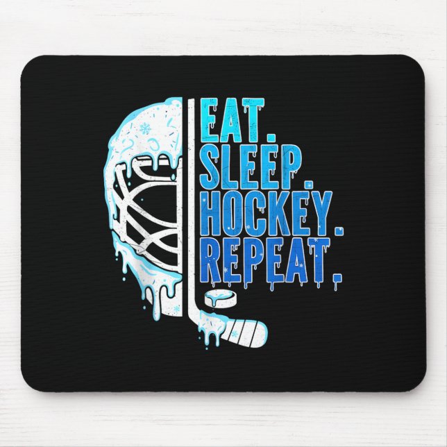 Hockey Ice Cream Drip Eat Sleep Hockey Repeat Boys Mousepad (Vorne)